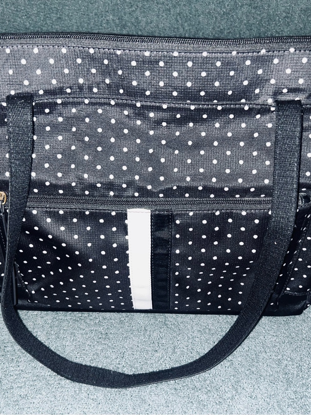 Fossil Computer Tote Black Polka Dot Tote with White Accent